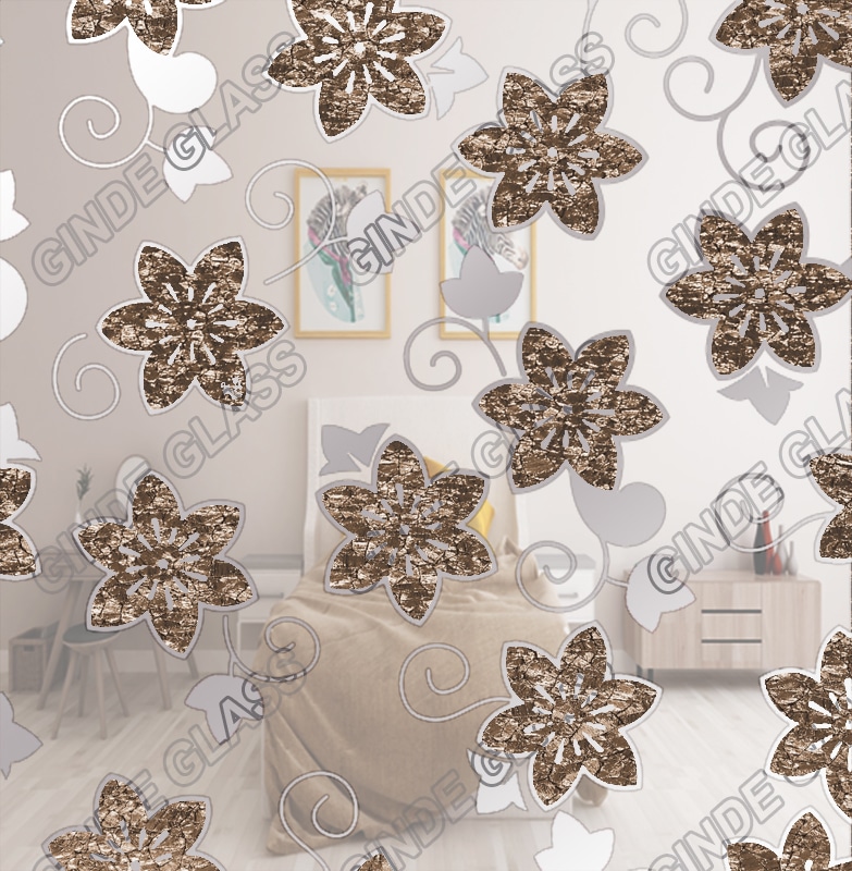 decorative acid etched titanium coated mirror ice flower glass